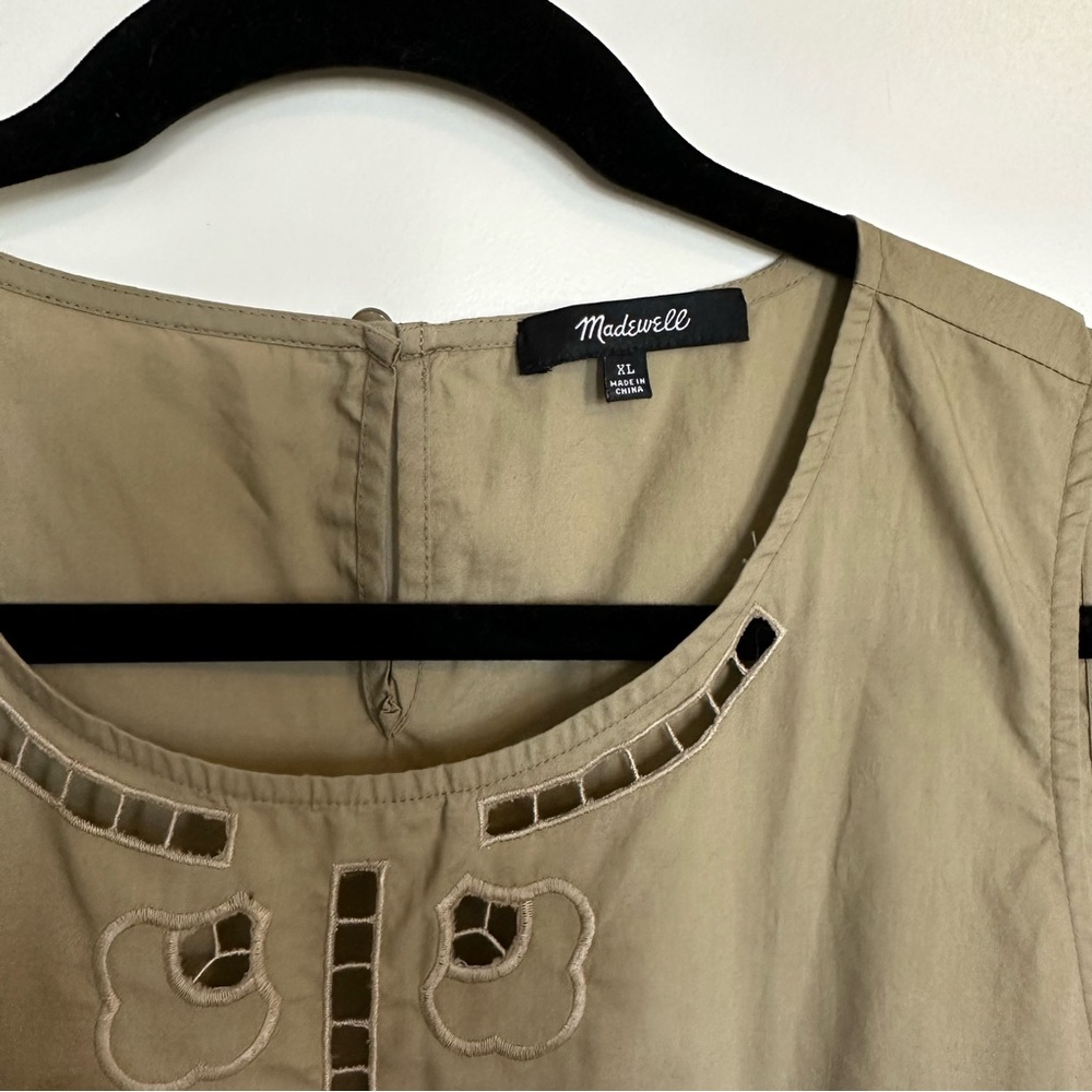 Madewell Olive Green Peplum Tank with Embroidered Details - Picture 2 of 5